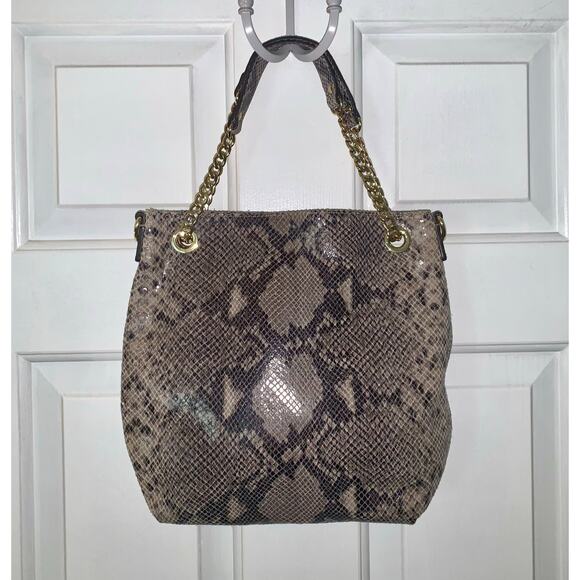 Michael Kors Jet Set Python Chain Convertible Satchel - Picture 1 of 8